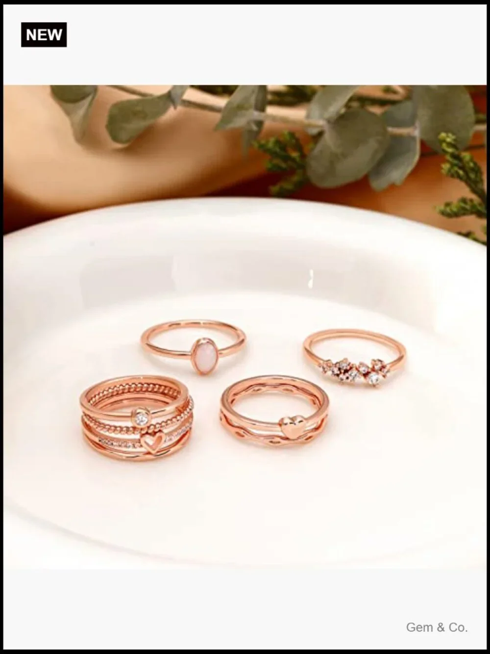8-12PCS Stackable Ring Set Dainty Gold Silver Stacking Rings Heart CZ Pinky